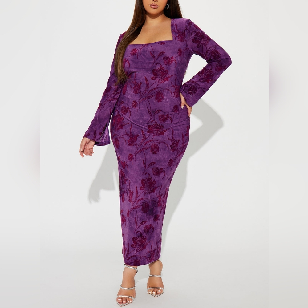 Elegant Purple Floral Women's Dress